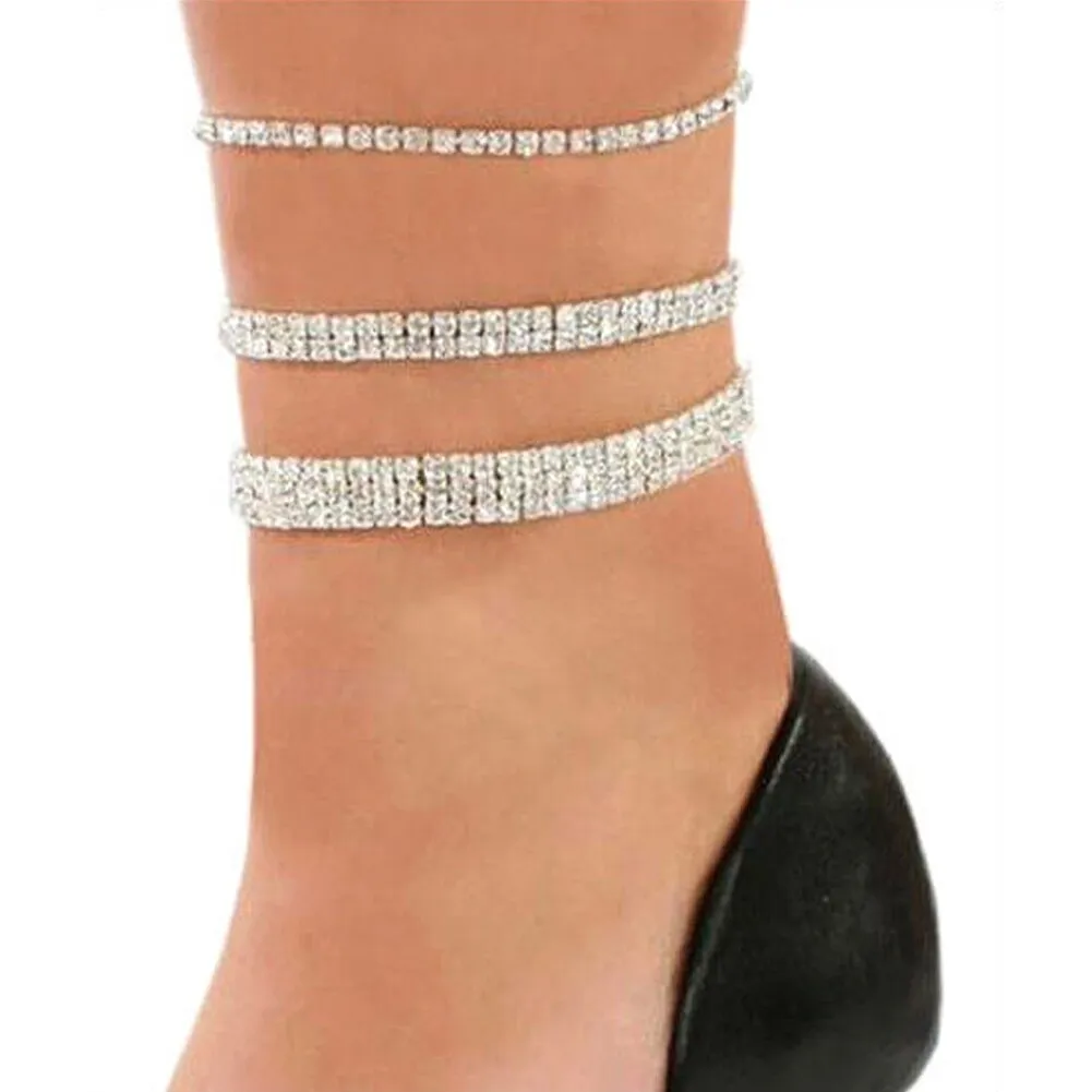 1-5 Rows Anklet chain Crystal Chain