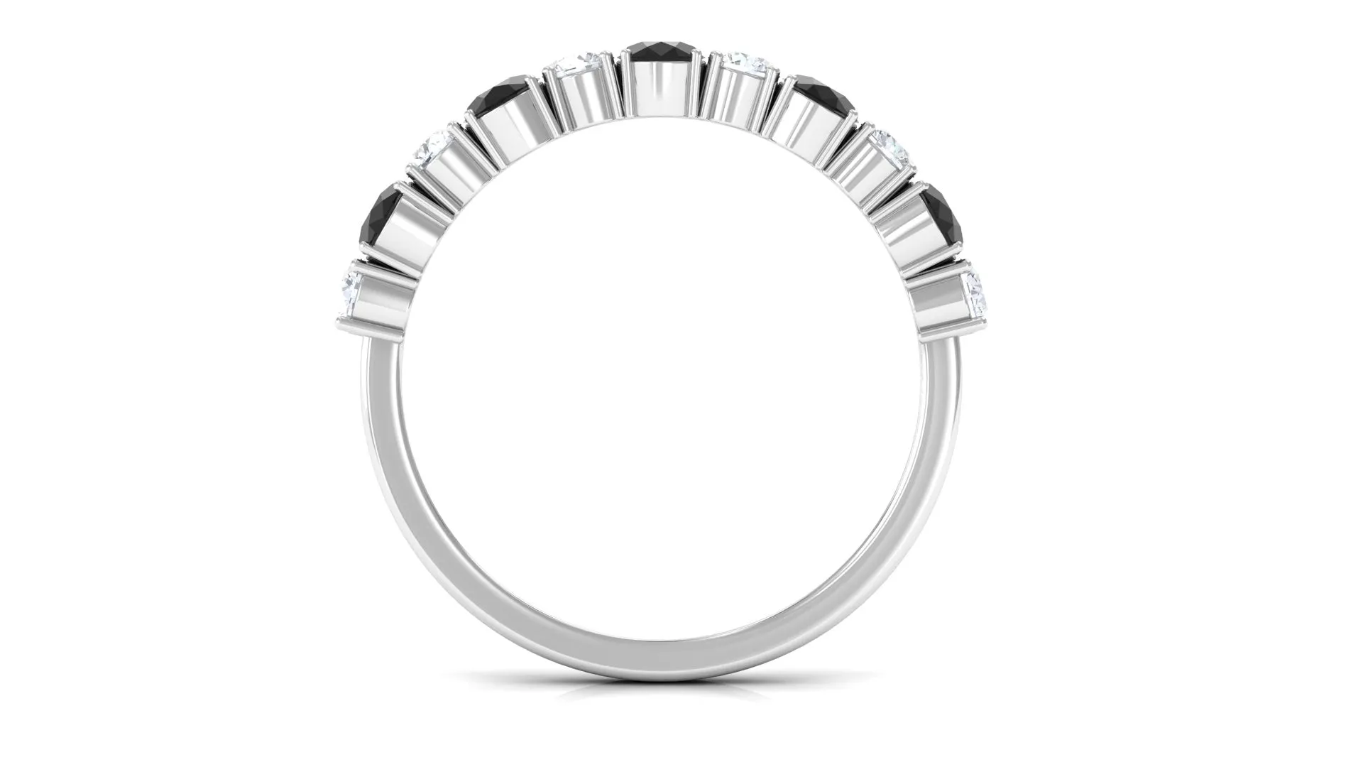 1 CT Oval Cut Black Spinel and Diamond Half Eternity Ring