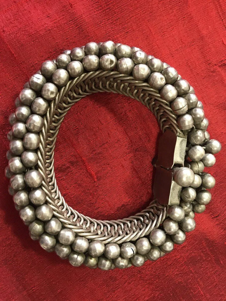 1137 Old Heavy Heirloom Silver Payal Anklets Indian Jewelry