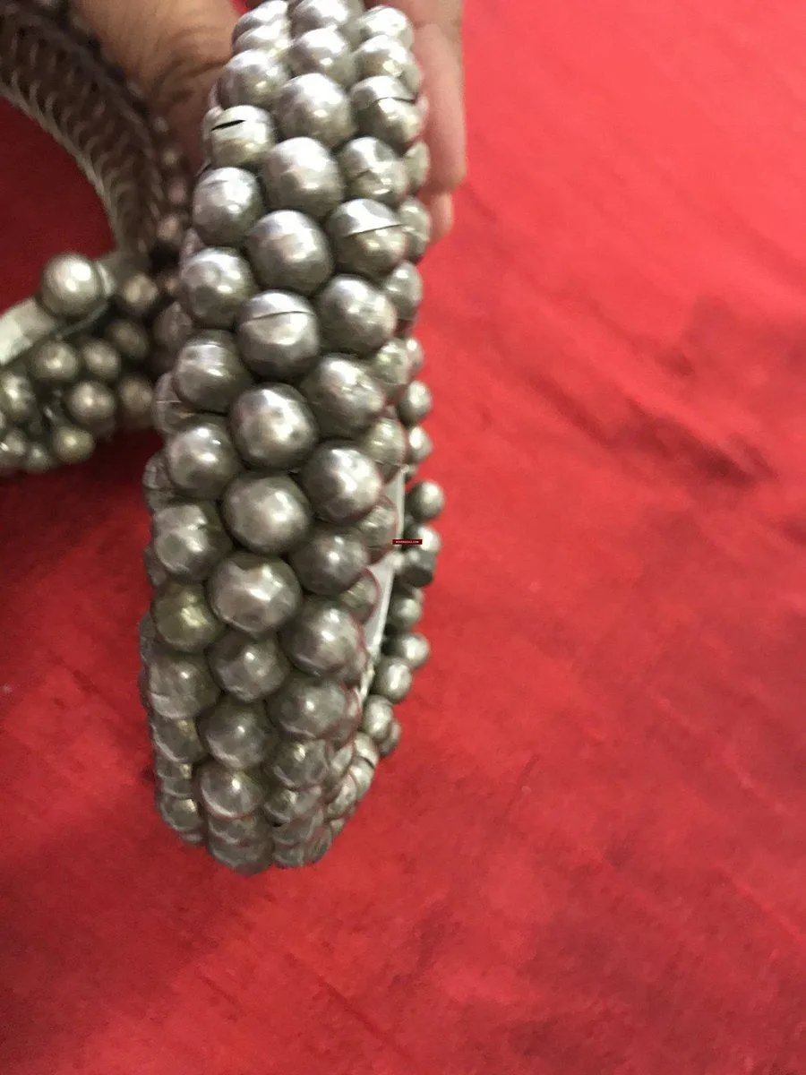 1137 Old Heavy Heirloom Silver Payal Anklets Indian Jewelry