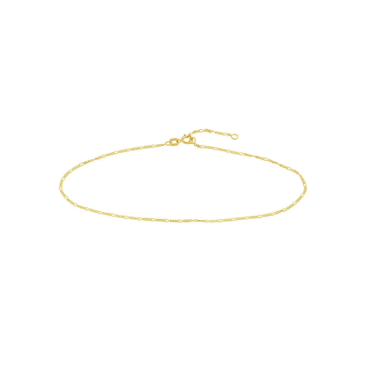 14K Gold Figaro Chain Adjustable Anklet