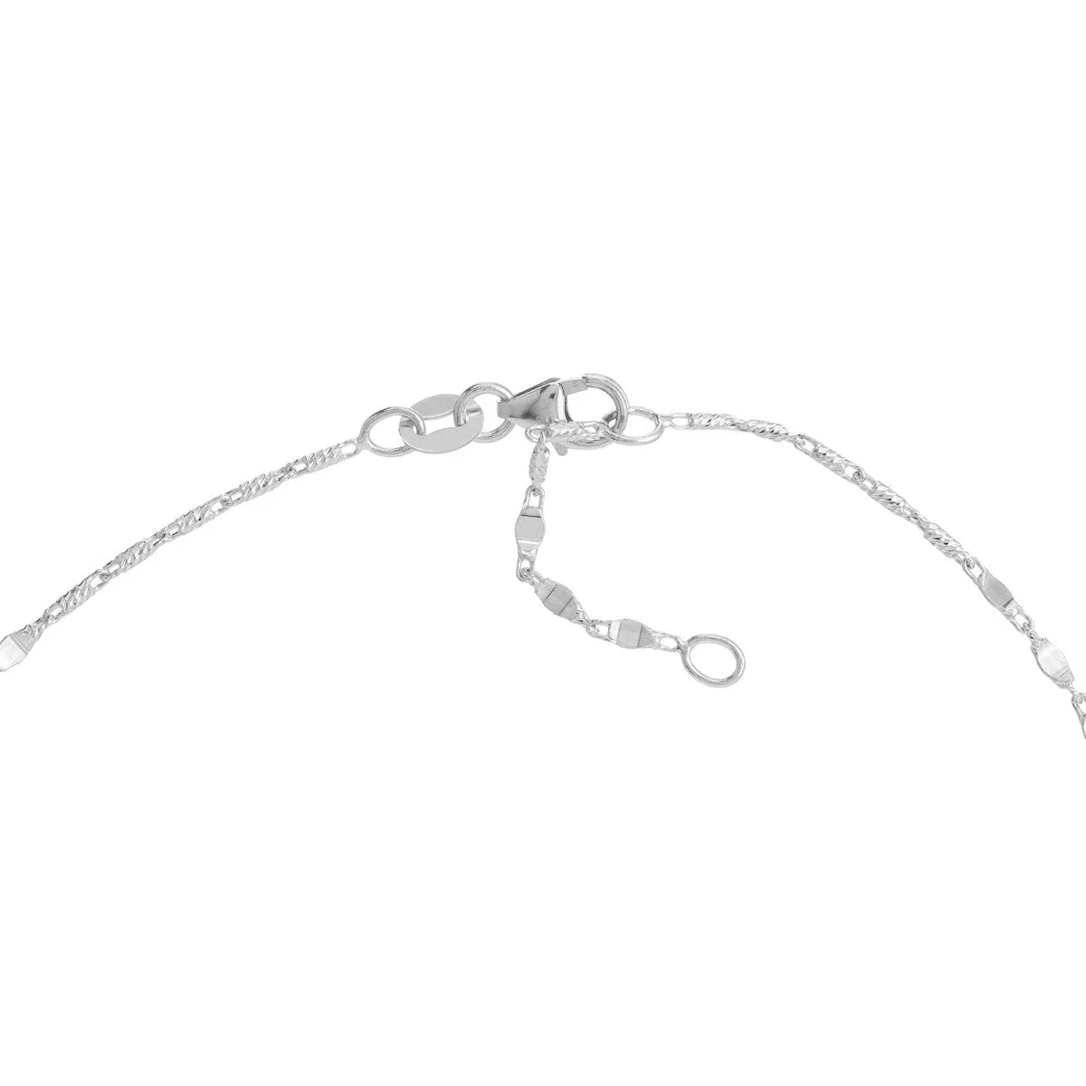 14K Gold Flat Diamond-Cut Stations Adjustable Anklet