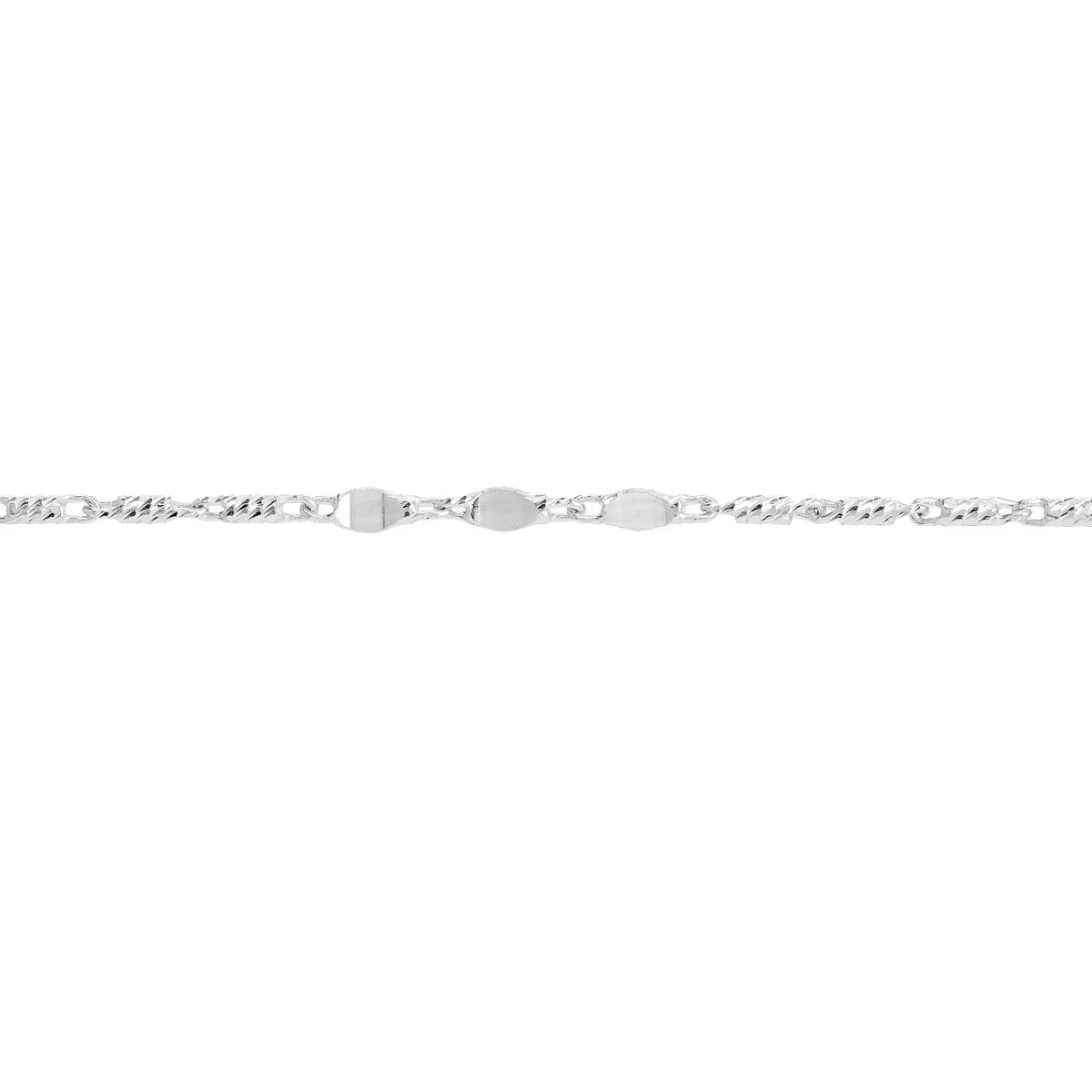 14K Gold Flat Diamond-Cut Stations Adjustable Anklet