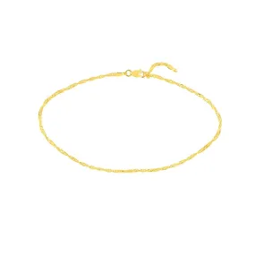14K Gold Singapore Chain Adjustable Anklet