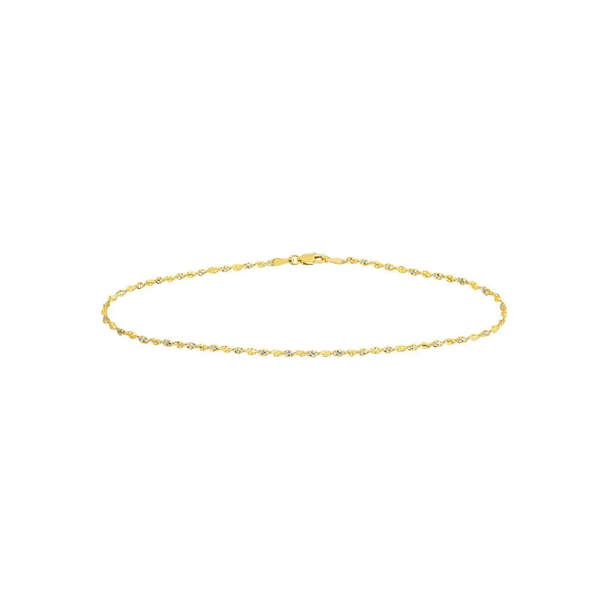 14K Two-Tone Gold 2.10mm Dorica Chain with Lobster Lock Anklet