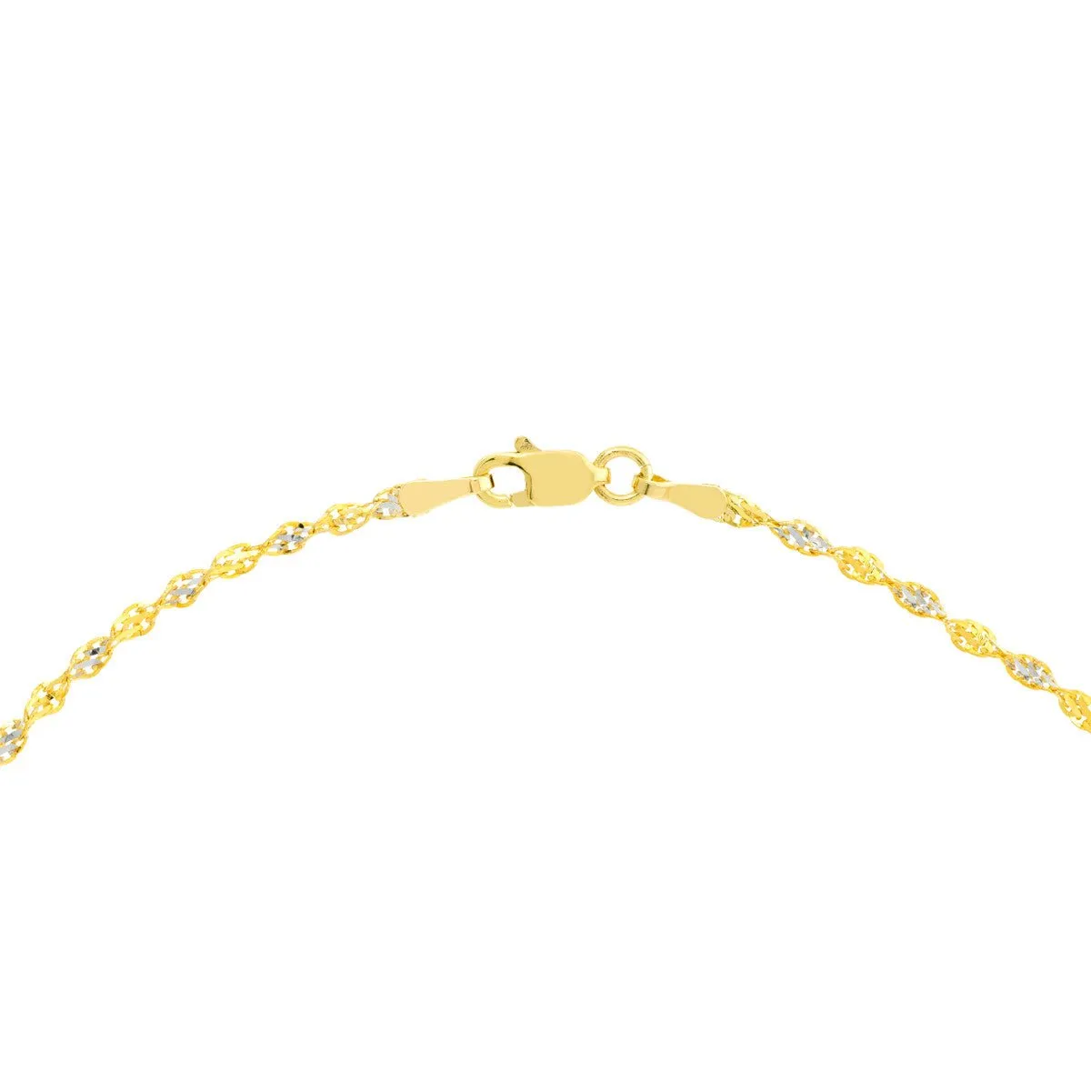 14K Two-Tone Gold 2.10mm Dorica Chain with Lobster Lock Anklet