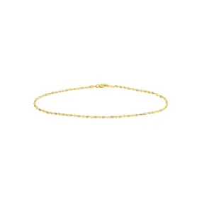 14K Two-Tone Gold 2.10mm Dorica Chain with Lobster Lock Anklet