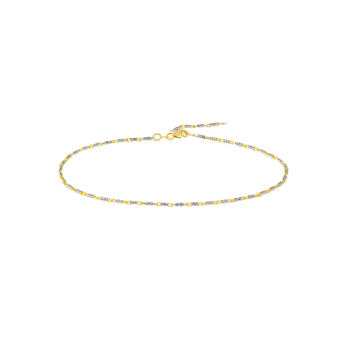 14K Two-Tone Gold Adjustable Lumacina Anklet (1.50mm)