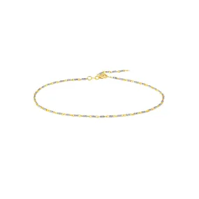 14K Two-Tone Gold Adjustable Lumacina Anklet (1.50mm)