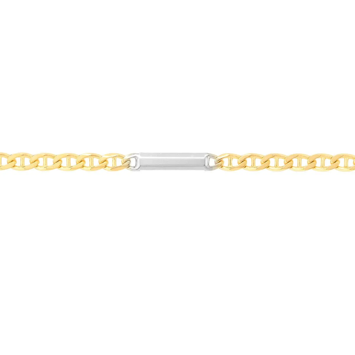 14K Two-Tone Gold Mariner Chain Anklet with Staple Bars Anklet