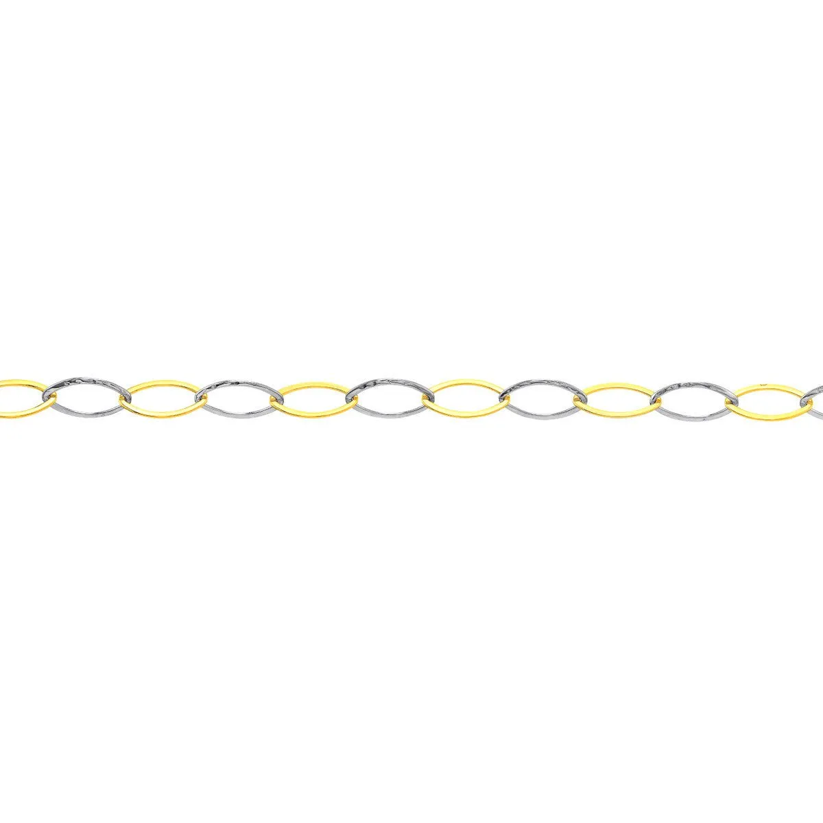 14K Two-Tone Gold Oval Stamping Link Chain Anklet