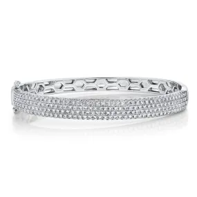 14K White Gold Diamond Pave Medium Bangle