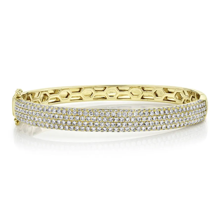14K White Gold Diamond Pave Medium Bangle