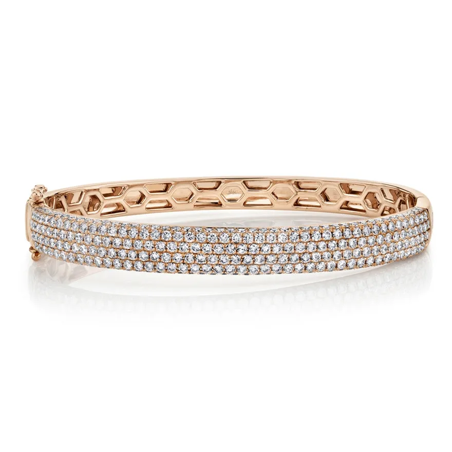 14K White Gold Diamond Pave Medium Bangle