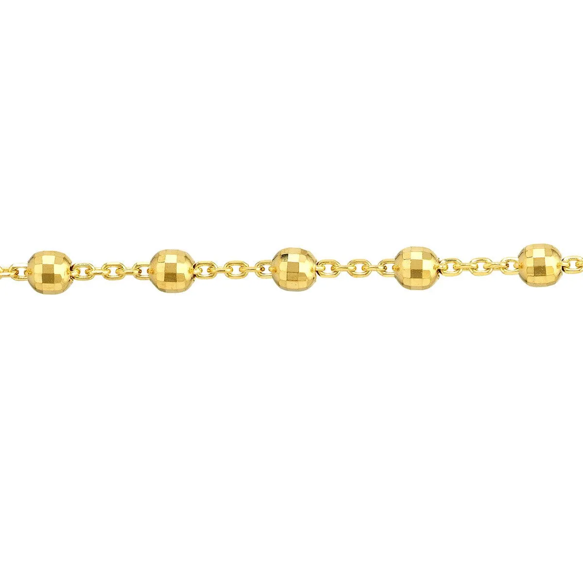14K Yellow 2.50mm Disco Bead Cable Chain Anklet