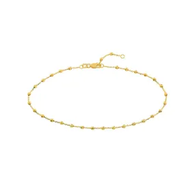 14K Yellow 2.50mm Disco Bead Cable Chain Anklet