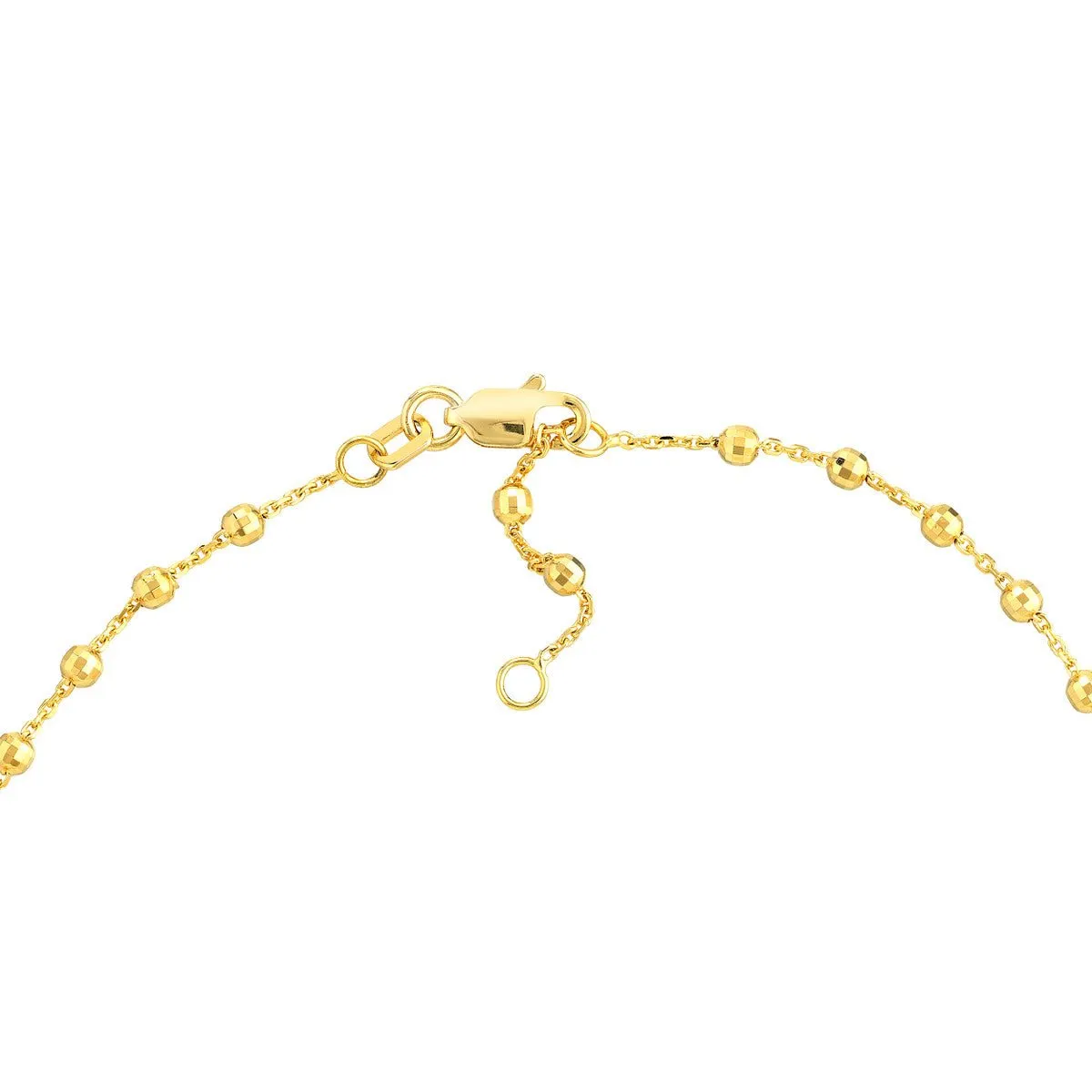 14K Yellow 2.50mm Disco Bead Cable Chain Anklet