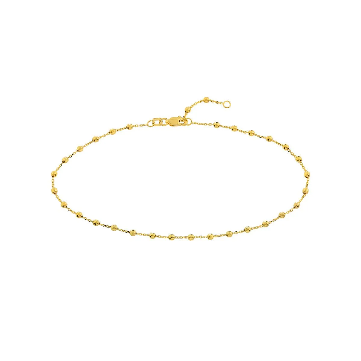 14K Yellow 2.50mm Disco Bead Cable Chain Anklet