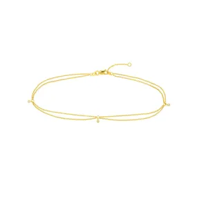 14K Yellow Gold 0.05ct Diamond Drape Anklet