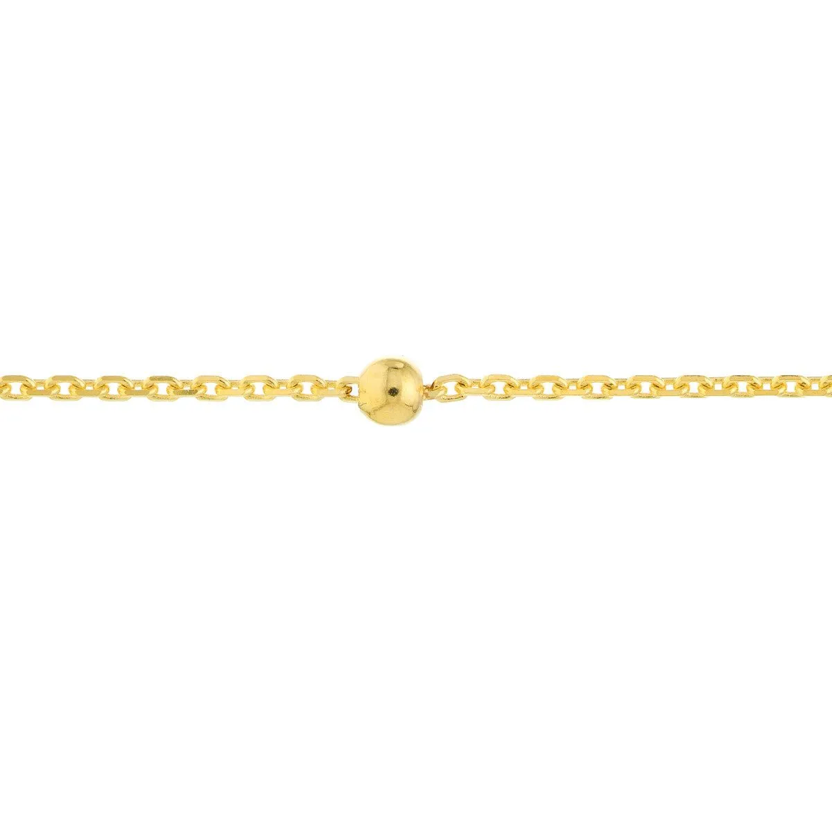 14K Yellow Gold 2.00mm Bead Cable Chain Anklet