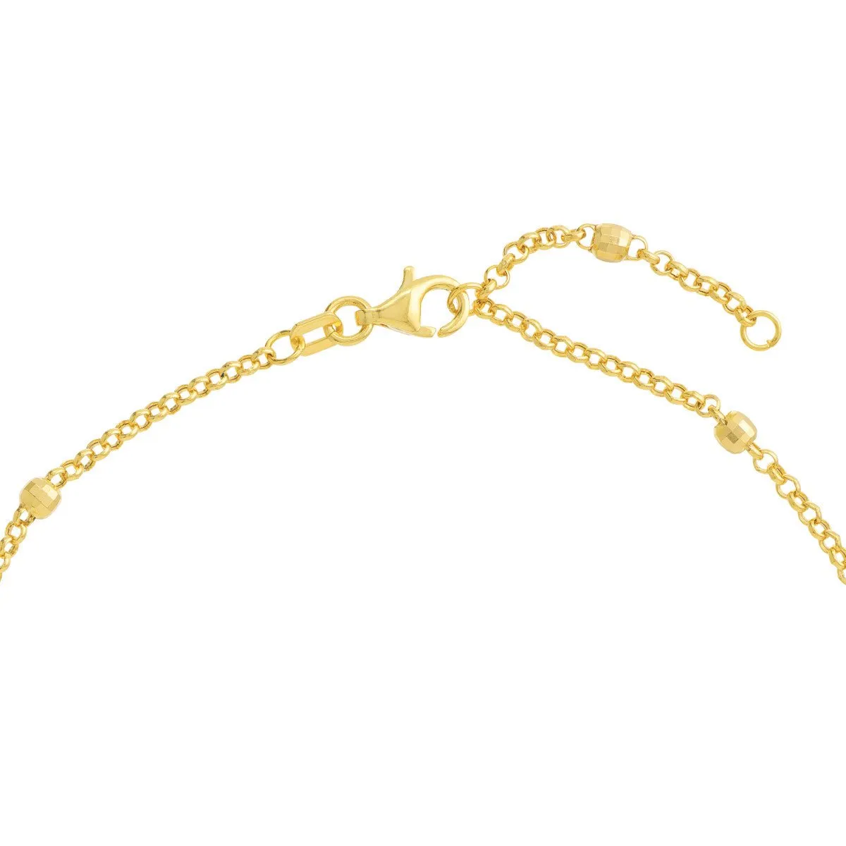 14K Yellow Gold 3.00mm Disco Bead Rolo Chain Anklet