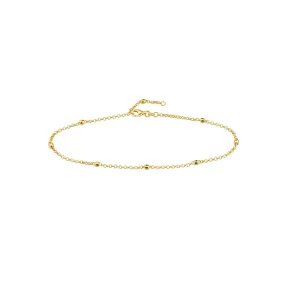 14K Yellow Gold 3.00mm Disco Bead Rolo Chain Anklet