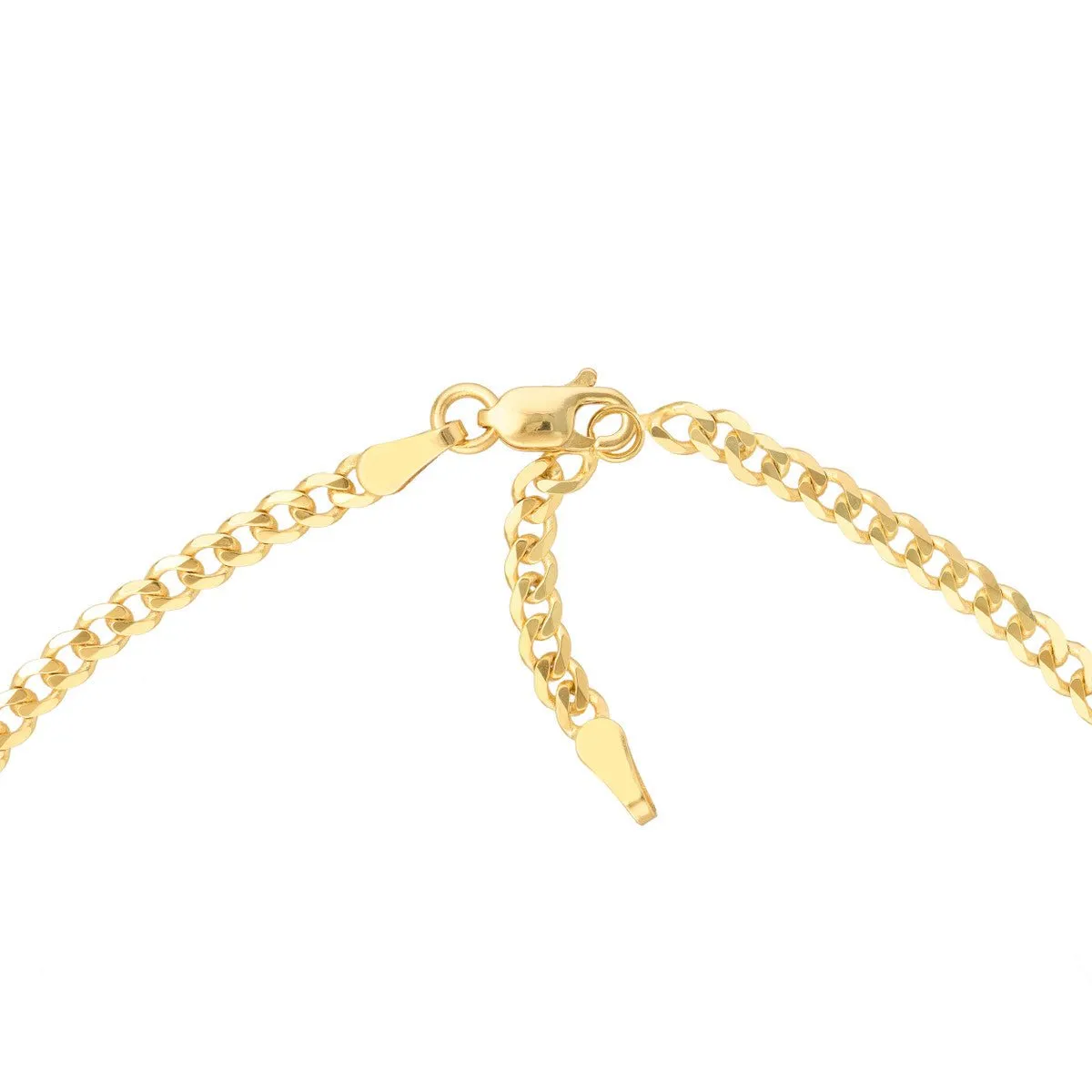 14K Yellow Gold Bar Dangles on Open Curb Chain Anklet