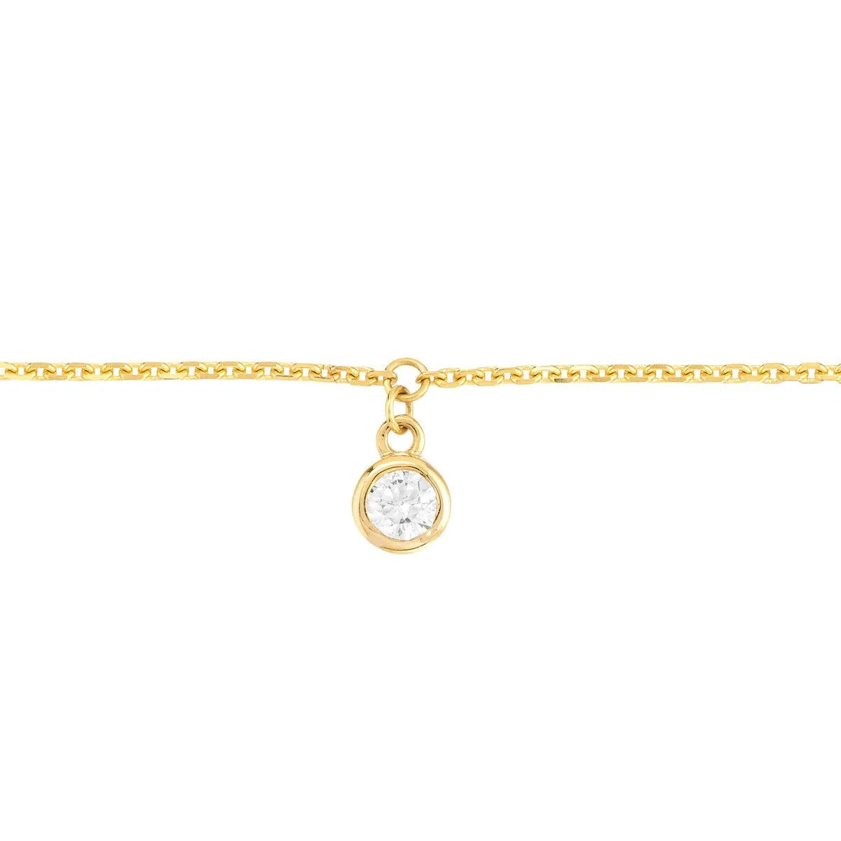 14K Yellow Gold Bezel Set Diamond Charm Anklet