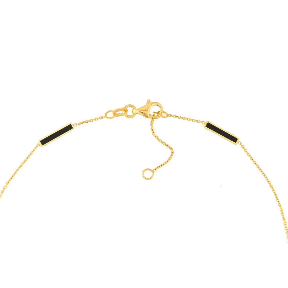 14K Yellow Gold Black Enamel Alternating Bar Anklet