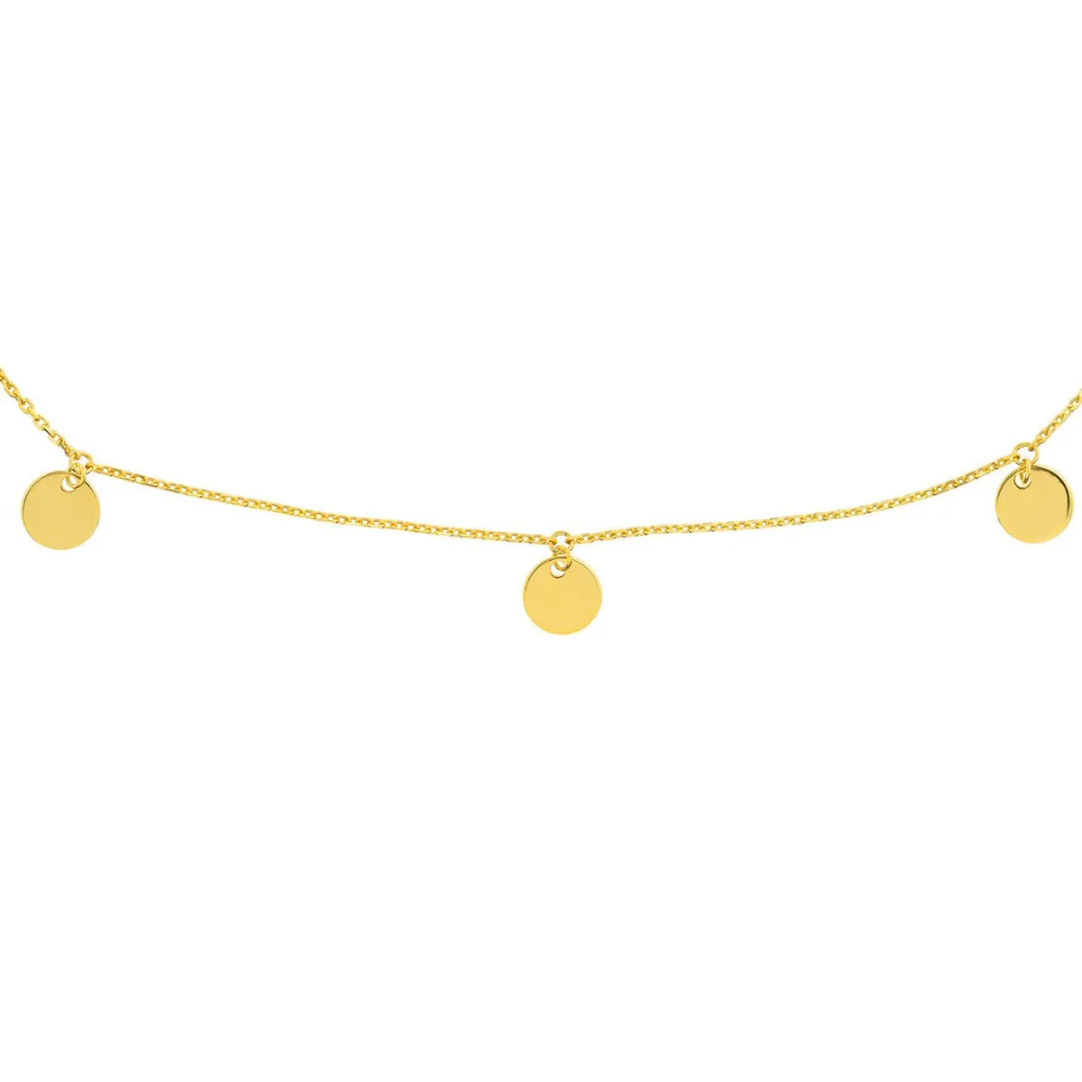 14K Yellow Gold Disc Dangle Adjustable Anklet
