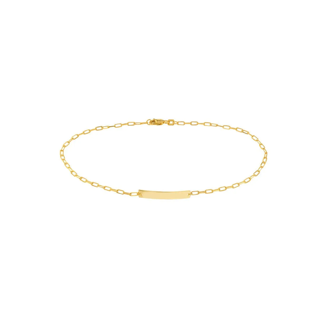 14K Yellow Gold Paper Clip Anklet with ID Bar Anklet
