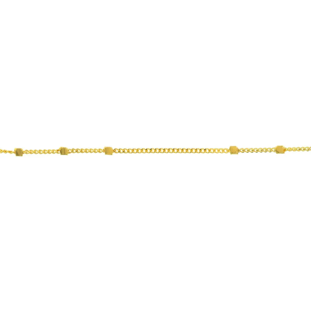 14K Yellow Gold Triple Bead Saturn Chain with Lobster Lock Anklet