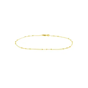 14K Yellow Gold Triple Bead Saturn Chain with Lobster Lock Anklet