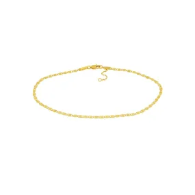 14K Yellow Gold Valentino Chain Adjustable Anklet