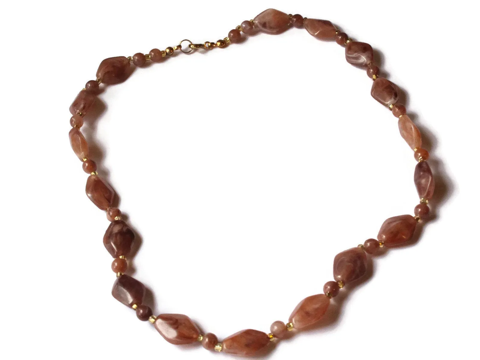 18 Inch Brown Beaded Necklace New Old Stock Jewelry Stocking Stuffer Beaded Choker Necklace