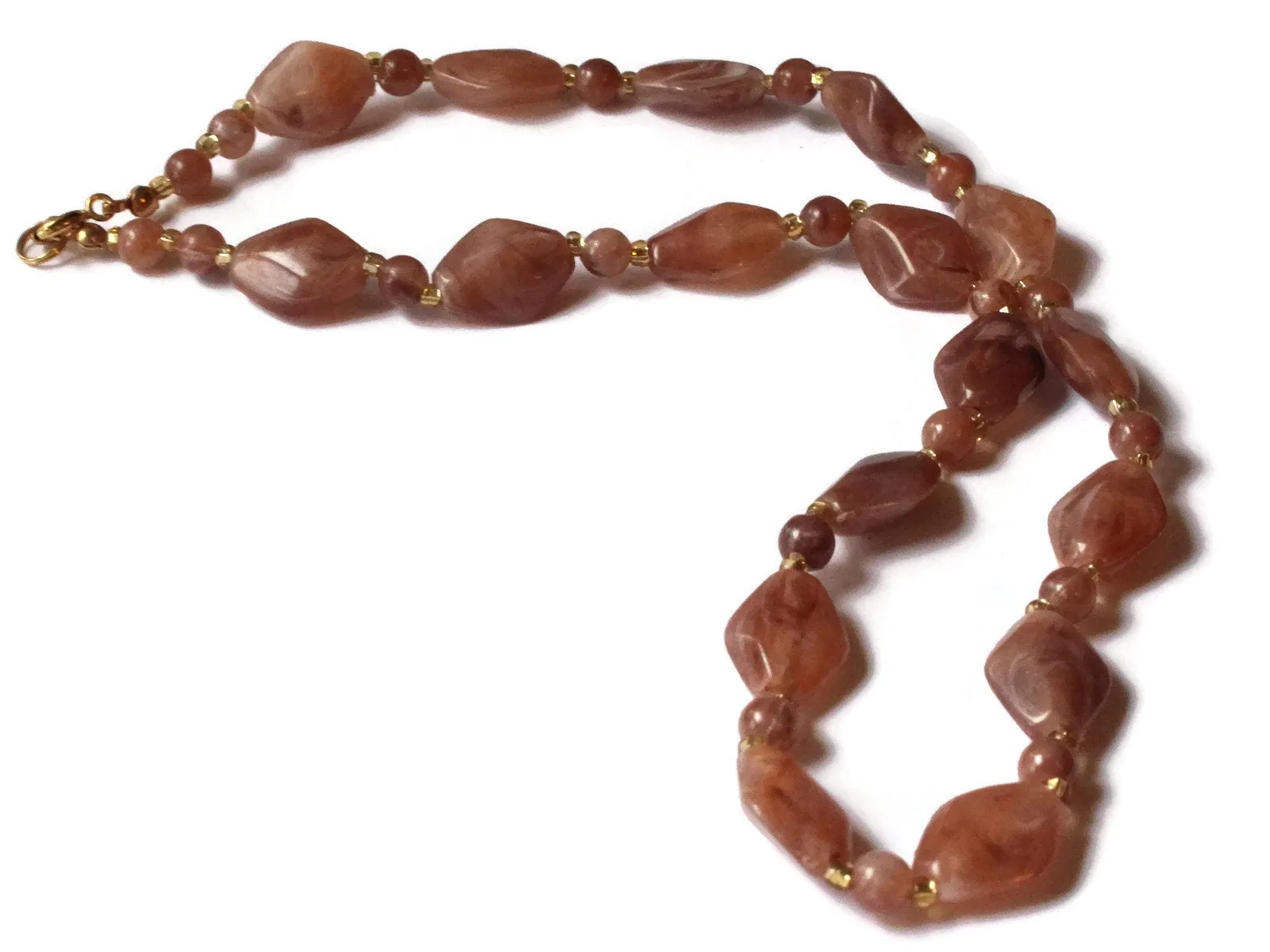 18 Inch Brown Beaded Necklace New Old Stock Jewelry Stocking Stuffer Beaded Choker Necklace