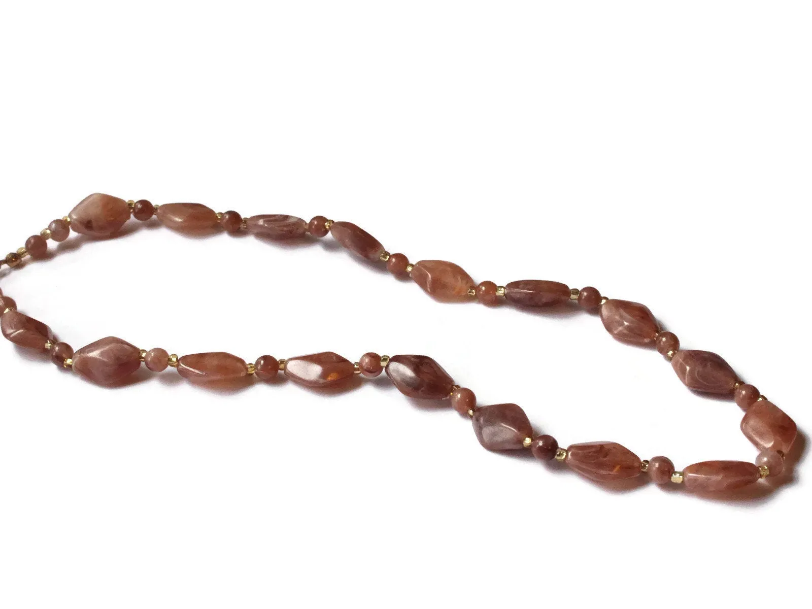 18 Inch Brown Beaded Necklace New Old Stock Jewelry Stocking Stuffer Beaded Choker Necklace