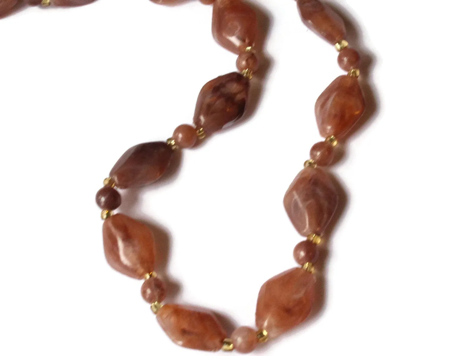 18 Inch Brown Beaded Necklace New Old Stock Jewelry Stocking Stuffer Beaded Choker Necklace