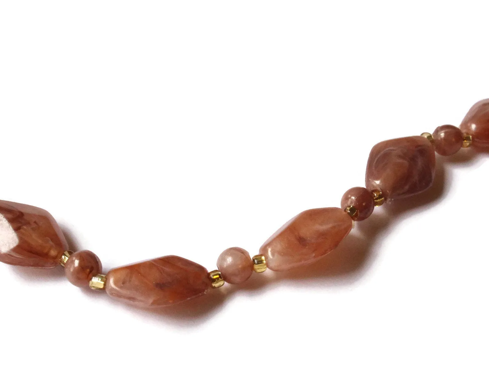 18 Inch Brown Beaded Necklace New Old Stock Jewelry Stocking Stuffer Beaded Choker Necklace