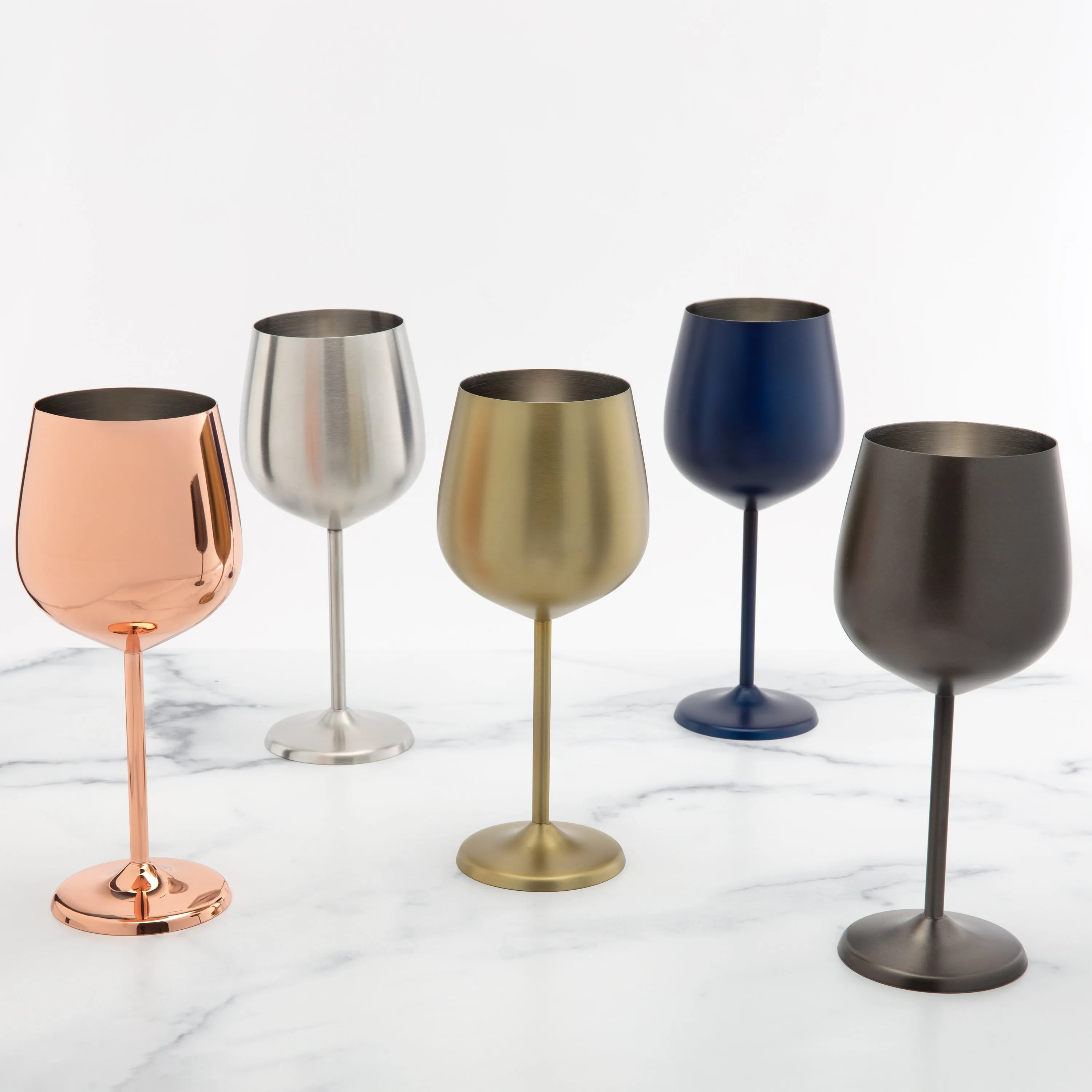 18 Oz Gold Stainless Wine Glasses, Set of 4