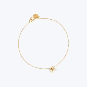 18K Gold Chain Bracelet with Pearl and Moonstone Cluster
