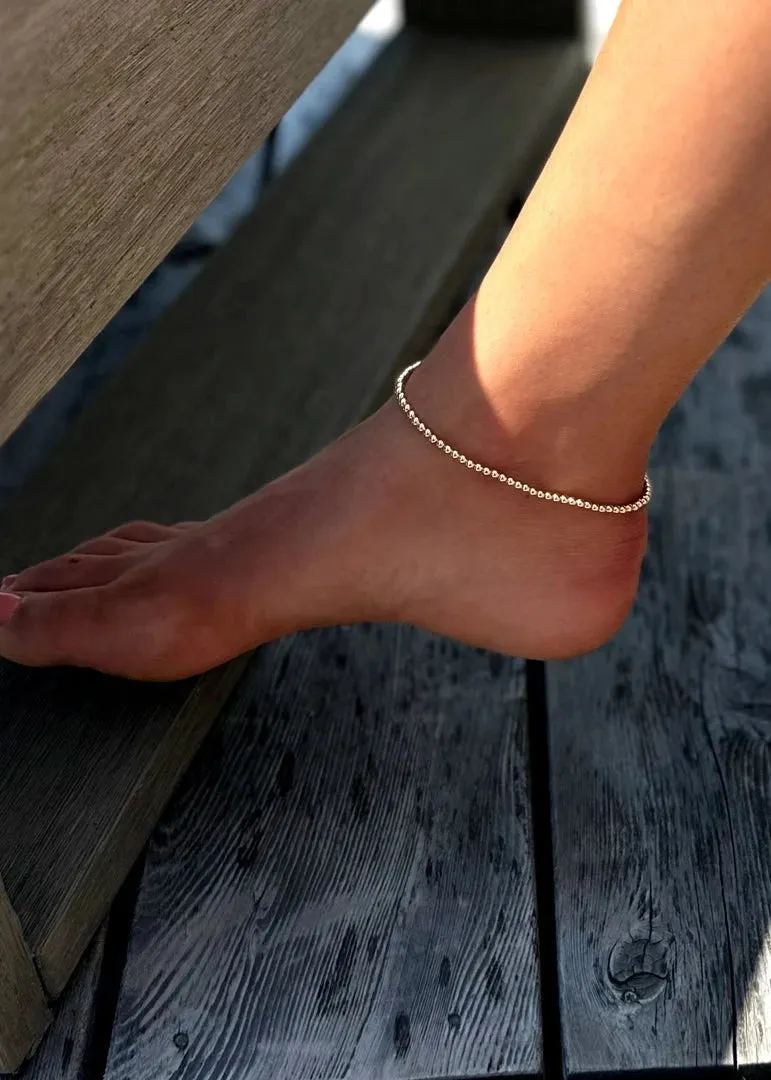18K Gold Filled 4mm Bead 9" Anklet
