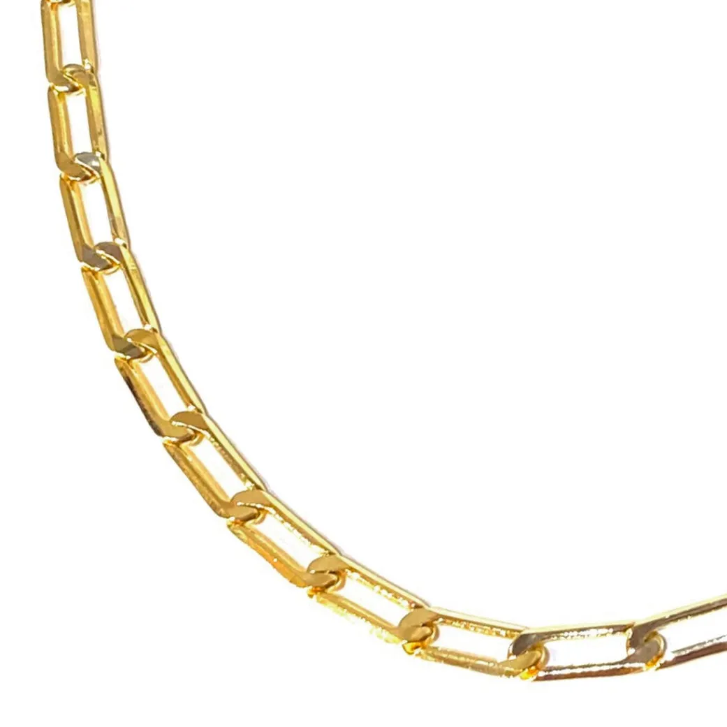 18K Gold Filled Flat Paper Clip Chain Anklet