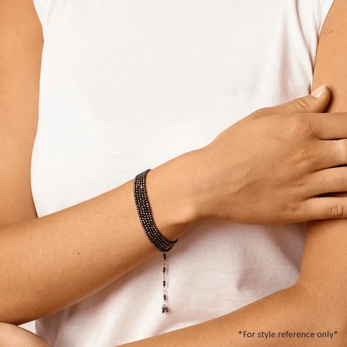 18K Yellow Gold Black Spinel Hematite and Slate Moonstone Ombre Wrap Bracelet