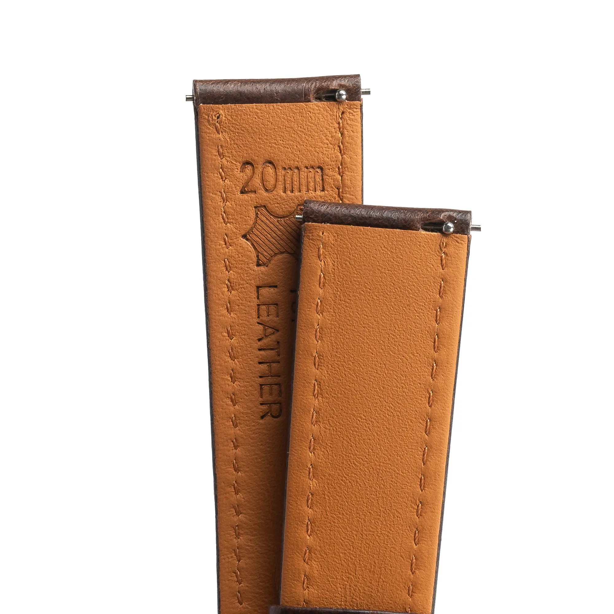 18mm 20mm 22mm Quick Release Padded Leather Watch Strap - Dark Brown