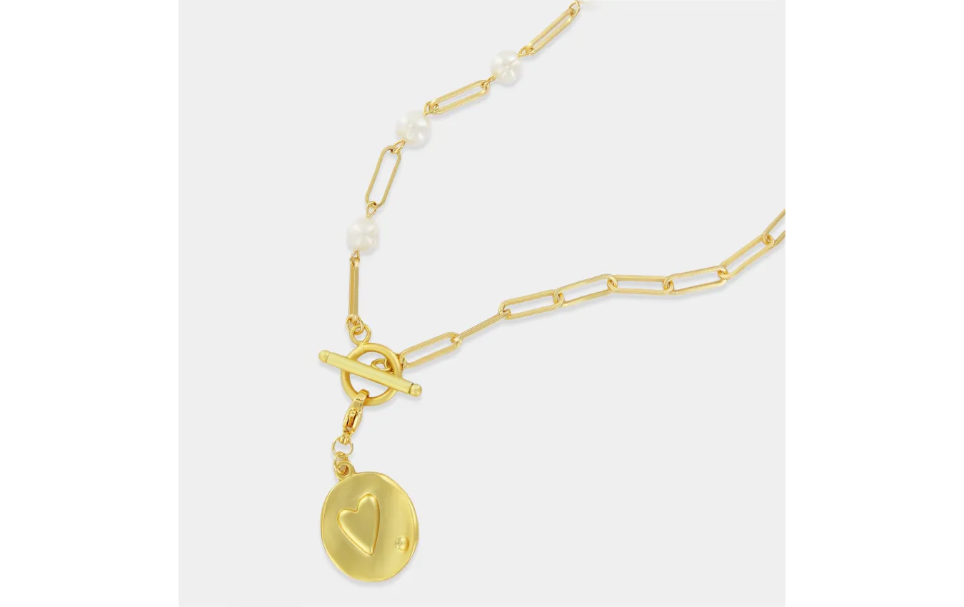 18" gold paperclip chain with pearls