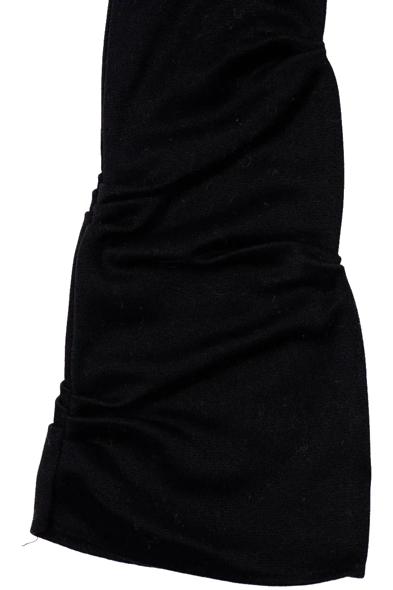 1950s Black Rouched Vintage Elbow Length Gloves 6