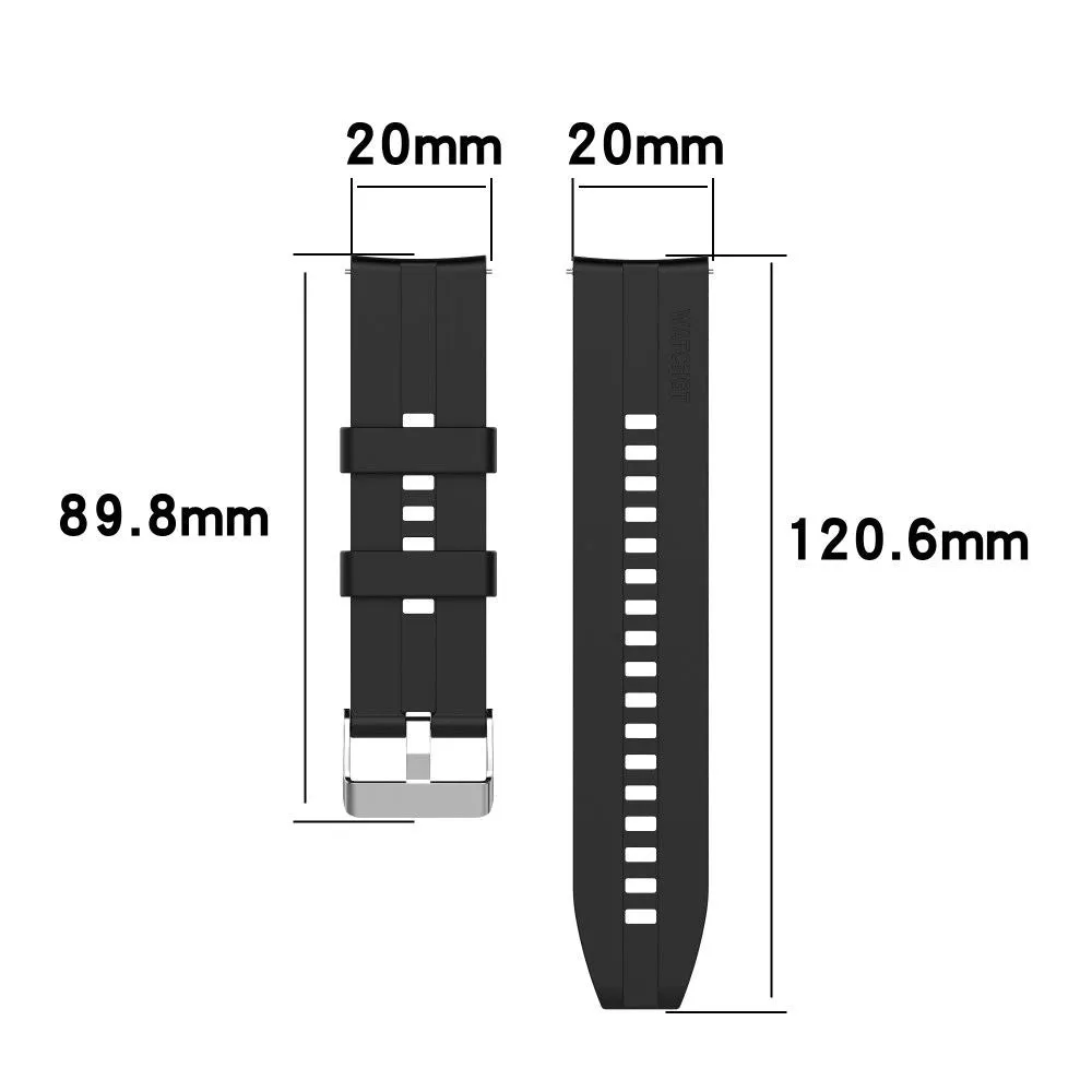 20mm Universal adjustable silicone watch strap - Silver Steel Buckle / Orange