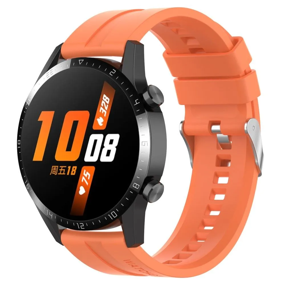 20mm Universal adjustable silicone watch strap - Silver Steel Buckle / Orange
