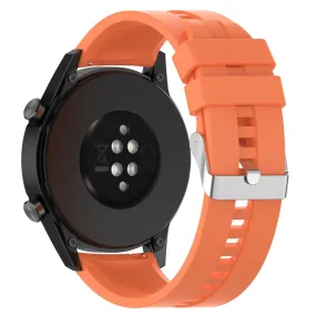 20mm Universal adjustable silicone watch strap - Silver Steel Buckle / Orange